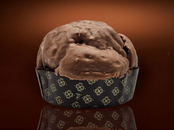 Panettone artigianale AL CAFFE' (con gocce di cioccolato bianco, copertura di cioccolato) 1000 gr con scatola